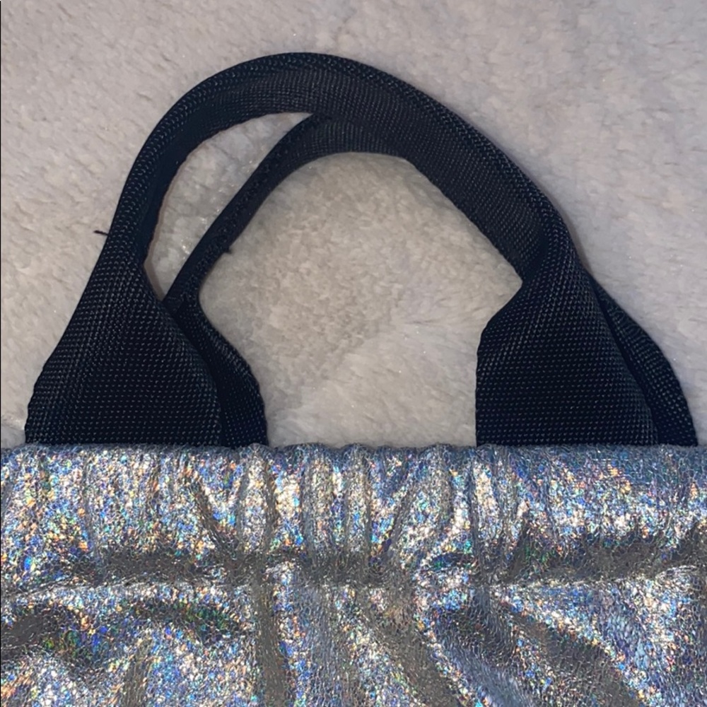 Pink Metallic Drawstring Backpack - image 3